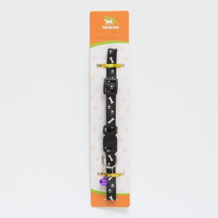 Collar of "paws-capacity" with a bell, kapron, 30 x 1 cm, black-9