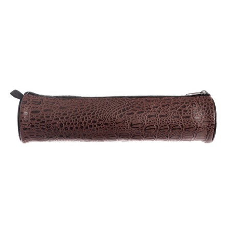 Penal-tobus for brushes, soft, 255 x 65 mm, 7k27, leatherette, reptile print, dark brown-2