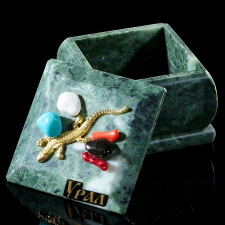 Casket "Ural", a coil, with a decorative stone, 6.5x6.5x5.5 cm-1