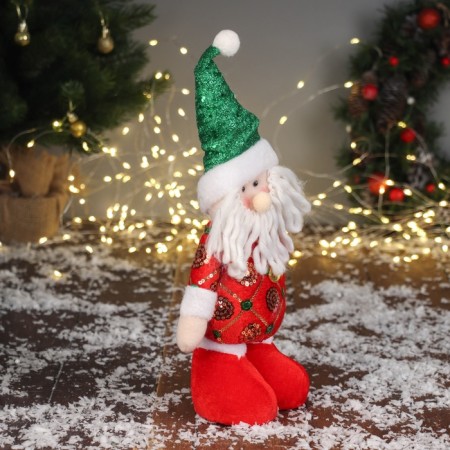 Soft toy "Santa Claus in a Sinic suit" 34x17 cm, red-green-1
