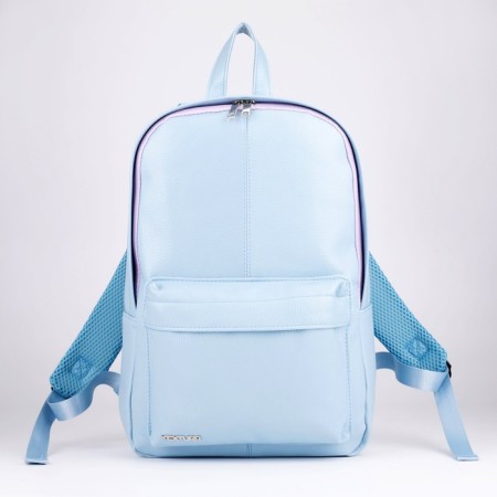 Women's backpack made of artificial leather, textura, blue color