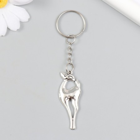 Metal keychain "Long -legged deer" silver 1.8x4.8 cm
