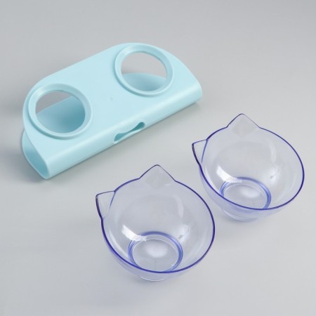 Plastic bowls on a turquoise stand 26 x 14 x 12 cm transparent-4