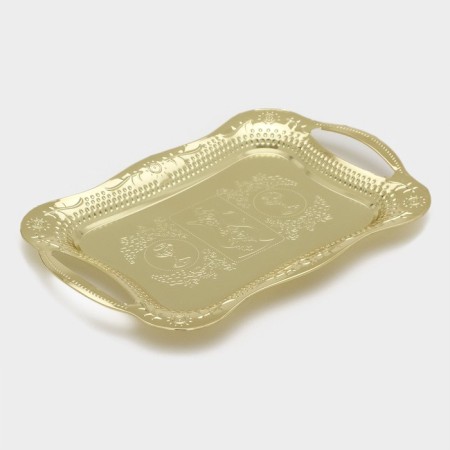 A stainless steel tray with handles “abundance. Gold ", 31 × 20 × 2 cm, gold color