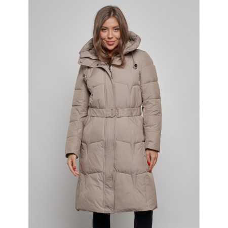 Coat insulated winter female, size 44, color light brown-7