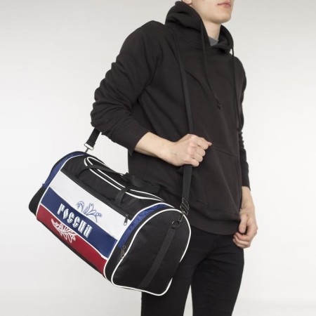 Sports bag with lightning, external pocket, long belt, black color/Tricolor-5