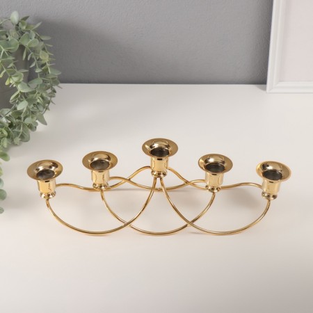 Summary Metal for 5 candles "wave" gold d-2 cm 10.5x37x11 cm