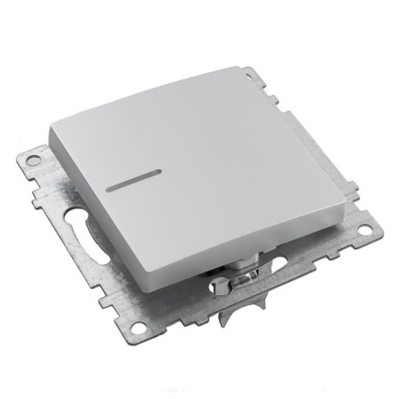 1-clavic switch with indicator, 250V, 10A, Stekker series Katrin, silver, GLS10-7101-03 1022442-3