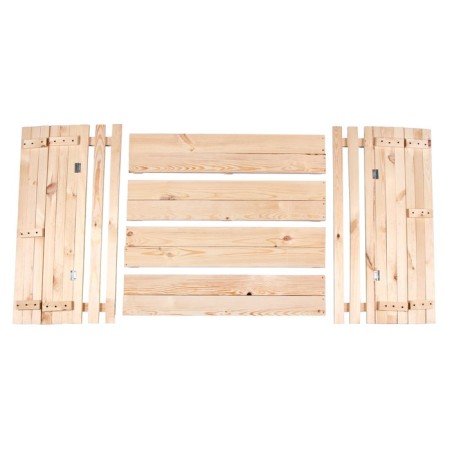 Sandbone is a nursery wooden, with a lid, 100 × 100 × 18 cm, without painting, benches (2 pcs.), Greengo-14