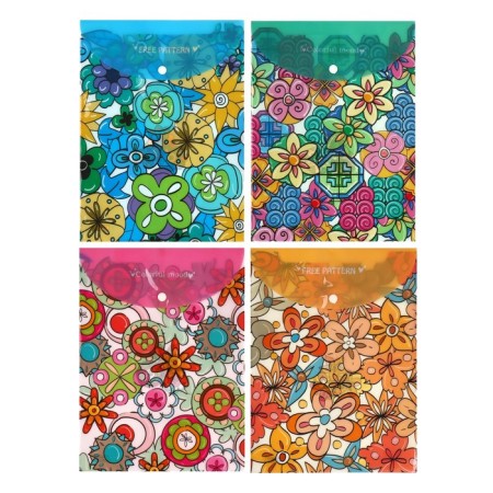 Folder-convert on the button, A4, 180 microns, "Flowers", mix