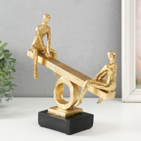 Polystone souvenir "Two on swings-spring" for metal, gold 21x7x22 cm-2