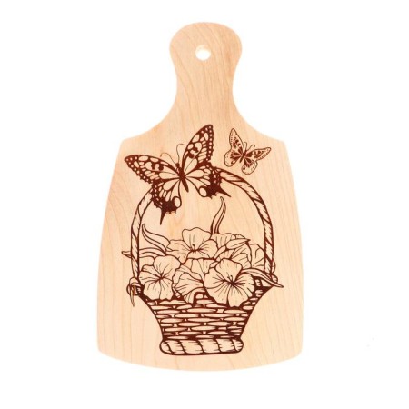 Cutting board for burning "Flower basket" 13 × 23 cm-2