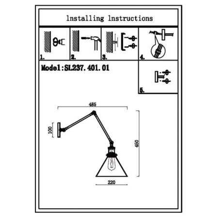 Sconces st. SL237.401.01. Evoluto. 1x40 watts, E27, 20x20 cm, black color, bronze-3