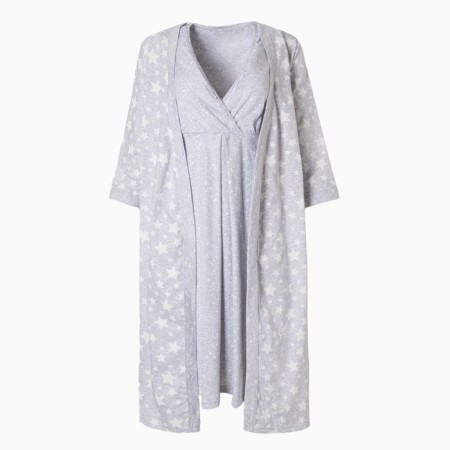 Female set (shirt/robe) for pregnant women, the color is light gray, size 52-4