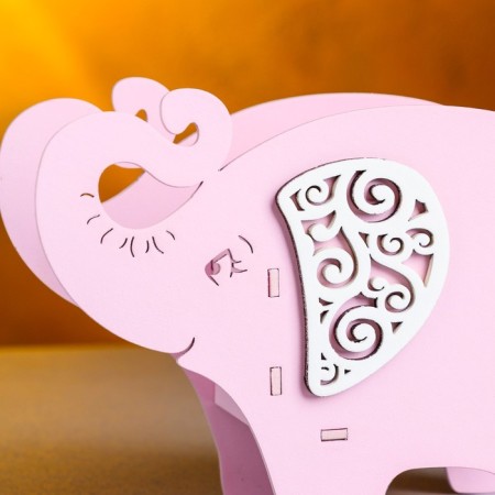 Kashpo wooden "Elephant" Small, 19x7x14 cm, oak, pink-3