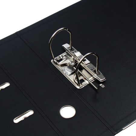A4, 75 mm, Lamark, PVC, double-sided coating, metal edging, pocket for a spine, collected, black/black-6