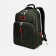A backpack with a zipper, Rise, 2 external pockets, a laptop department, dark green color