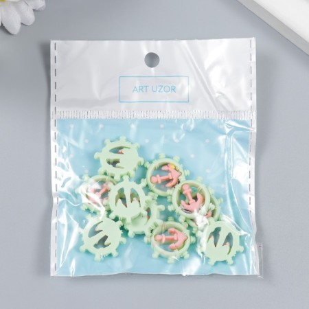 Decor for creativity plastic "Anchor and helm" 1.6x1.5 cm-3