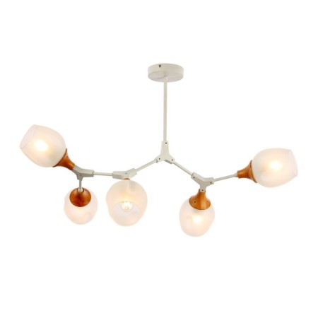 Ceiling EVOLUCE lamp. Sle113502-05. Ciotolla. 5x60 watts, E27, 92x59x50 cm, white color, light wood