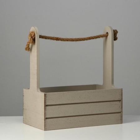 Wooden Kashpo 25.5 × 15 × 30 cm "Provence", pen Kanat, light gray-1