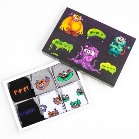 Gift set of socks Advent, 6 pairs "Monsters", 16-18 cm-2