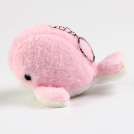 Soft toy "Kit" on a key fob, 11 cm, pink color-4