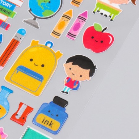 Plastic sticker "Study/Holiday" with sparkles mix 14x25 cm-3