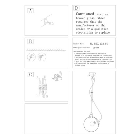 Suspension lamp ST LUCE. SL550.103.01. Senza. 1x60 W, E27, 25x25x27 cm, chromium color-6