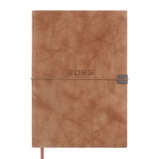 Dated diary of 2025, A5, 176 sheets of Escalada, soft cover of artificial leather, pancake embossing, liesse, block 70 g/m2, beige