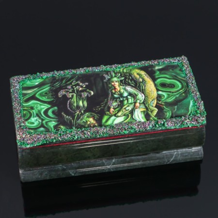 Casket "Mistress of the Copper Mountain" 15x7x5.5 cm, natural stone, coil