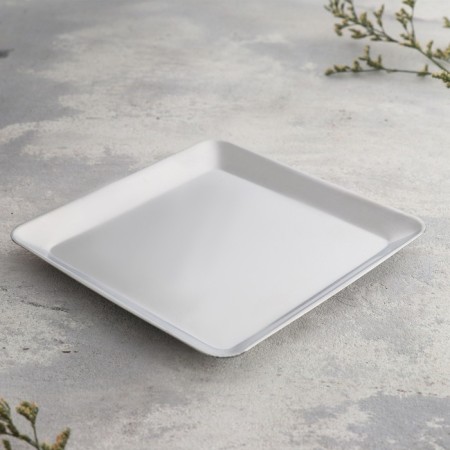 Square Plate Climber with one candle, 12.6x1.3 cm, chrome-1