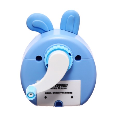 Mechanical sharpener with container, blue/white ears-5