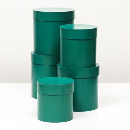 A set of round boxes 5 in 1 gloss emerald, 20*20.19*19.18*18,16*16,15*15