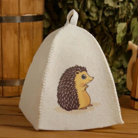 Bath hat with a children's print "Hedgehog", white
