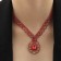 Set 2 objects: earrings, necklace "Phoenix" drop in rhinestones, red color in silver, 35 cm