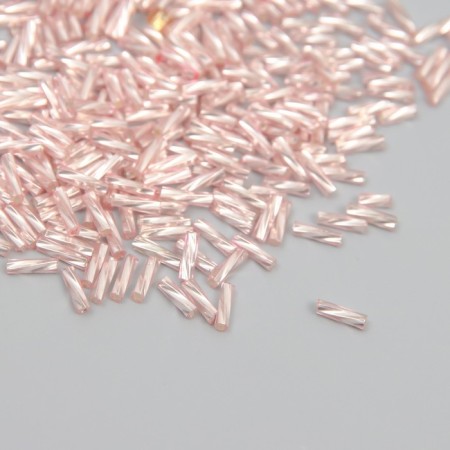 Glass beads 2x6 mm "spiral tubes. Pink gold" 10 g ≈300 pcs