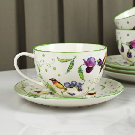 Service Porcelain Tea Daulay "Green Garden", 12 items: 6 cups 220 ml, 6 saucer d = 13 cm-1