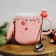 New Year! New Year's Ceramic mug with a spoon "warmth and comfort!", 350 ml, pink color