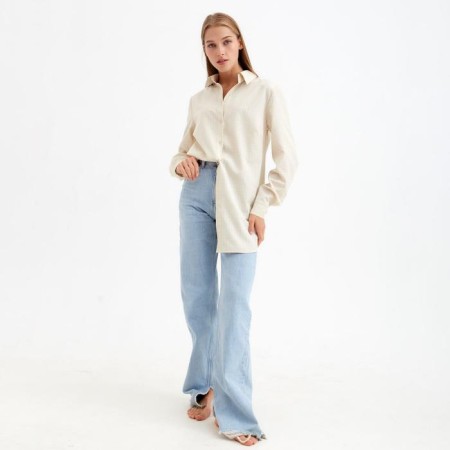 Women's shirt Minaku: Home Collection Beige color, pr 42-9