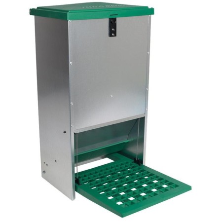 Bunker feeder for poultry at 20 kg, pedal, galvanized steel, Feed-o-Matic-1