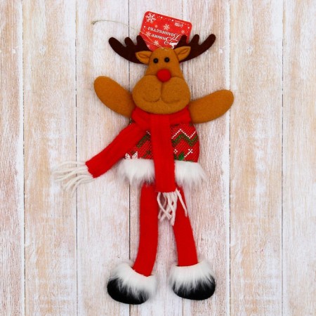 Soft suspension "Deer in a suit with ornaments, long legs" 8x24 cm, red-1