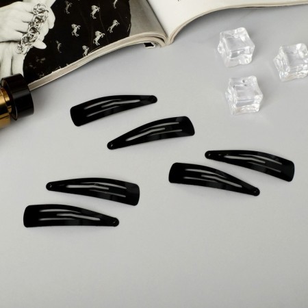 Invisibility for hair "Oval" (set 12 pcs) 5.5x1.5 cm, black