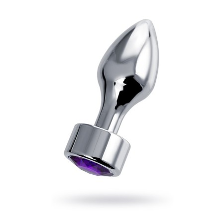 Anal traffic jam, metal, silver, with crystal, purple color, 9.5 cm, D 3.5 cm, 130 g