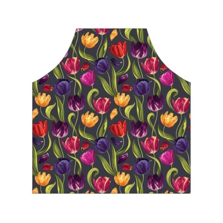 Apron kitchen with a photo print "Multi -colored tulips", adjustable, size OS-2