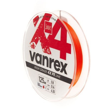 Flaw Lucky John Vanrex X4 Braid Fluo Orange 125 m, 0.14 mm