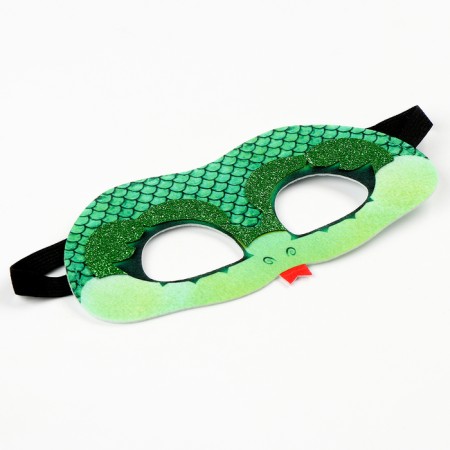 New Year! Carnival mask "sparkling snake" green with sparkles-4