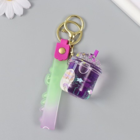 A plastic keychain with a carbine, a strap "Girl for a month" Water with a decor 4x4x6 cm-3