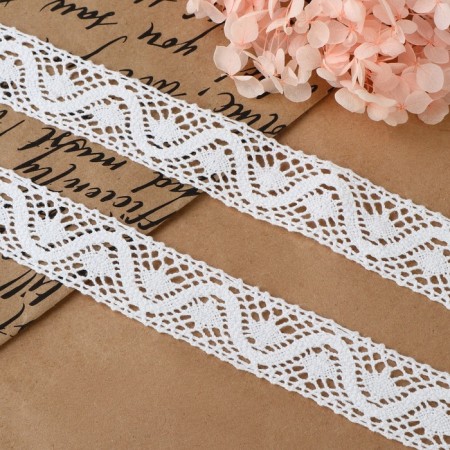Knitted lace, 25 mm × 10 ± 1 m, white color-1