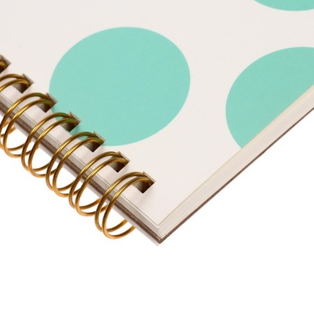 Notebook B5, 60 sheets in a cage on the crest Mint Polka Dots, on a solid substrate, cardboard cover, Soft Touch lamination, foil embossing, block 70 g/m2-2