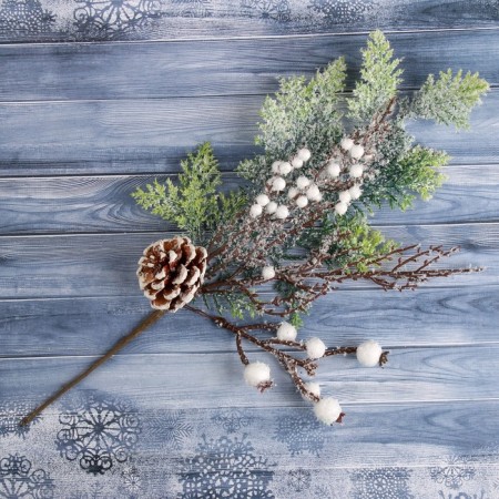 Decor "Winter Miracle" bump on a branch with berries, 35 cm-1